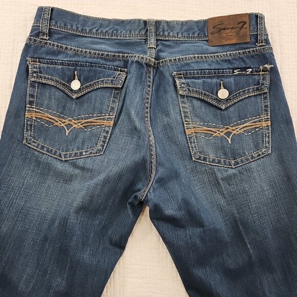 Vintage Seven 7 Bootcut Jeans Men's 36x32 Dark Wash Relaxed Fit 100% Cotton EUC - Picture 14 of 16